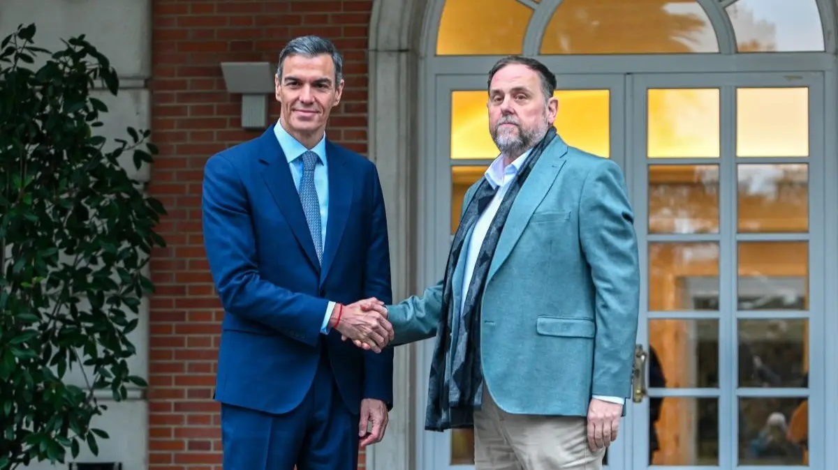Pedro S&aacute;nchez y Oriol Junqueras,  en La Moncloa