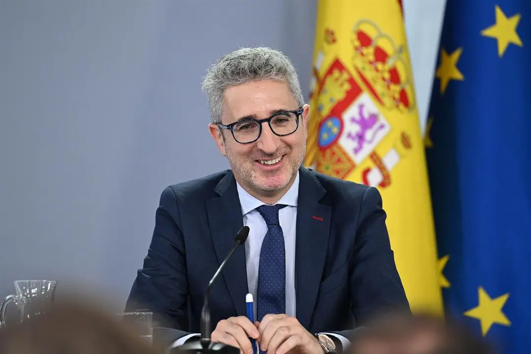 El ministro de Hacienda, Arcadi Espa&ntilde;a, durante la rueda de prensa posterior al Consejo de Ministros (Pool Moncloa - Borja Puig de la Bellacasa)