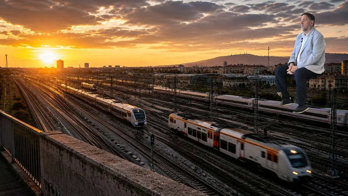 Oriol Junqueras i la linea orbital de tren