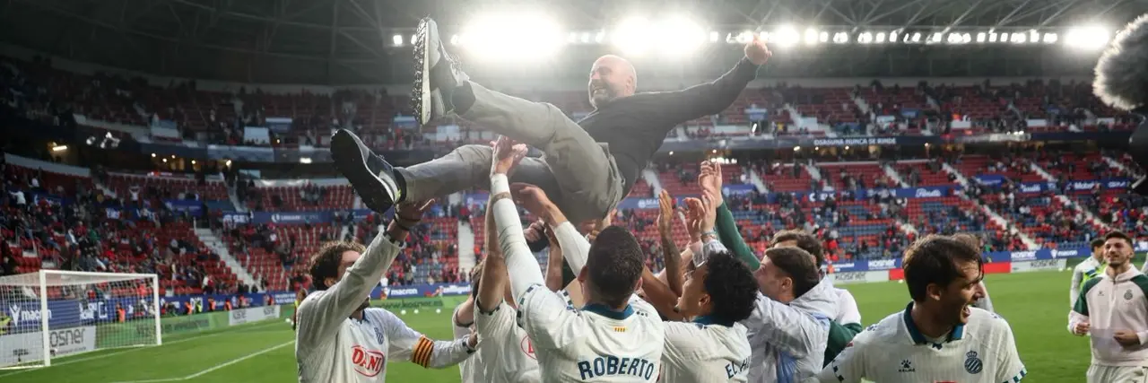 RCD Espanyol y su entrenador, Manolo Gonz&aacute;lez