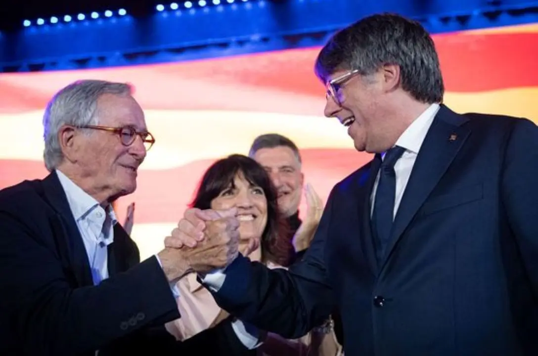 Xavier Trias y Carles Puigdemont en un acto en Francia Foto archivo