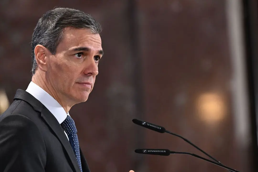 Pedro S&aacute;nchez durante su intervenci&oacute;n en la clausura de un seminario Foto de Pool Moncloa - Borja Puig de la Bellacasa