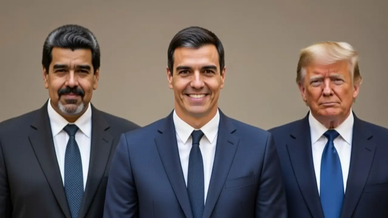 S&aacute;nchez, entre Trump y Maduro, el parapeto perfecto (imagen creada por IA)