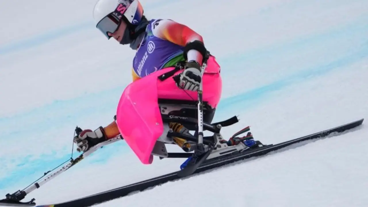 Audrey Pascual en el supergigante de la combinada en Mil&aacute;n Cortina 2026  Foto de Comit&eacute; Paral&iacute;mpico Espa&ntilde;ol