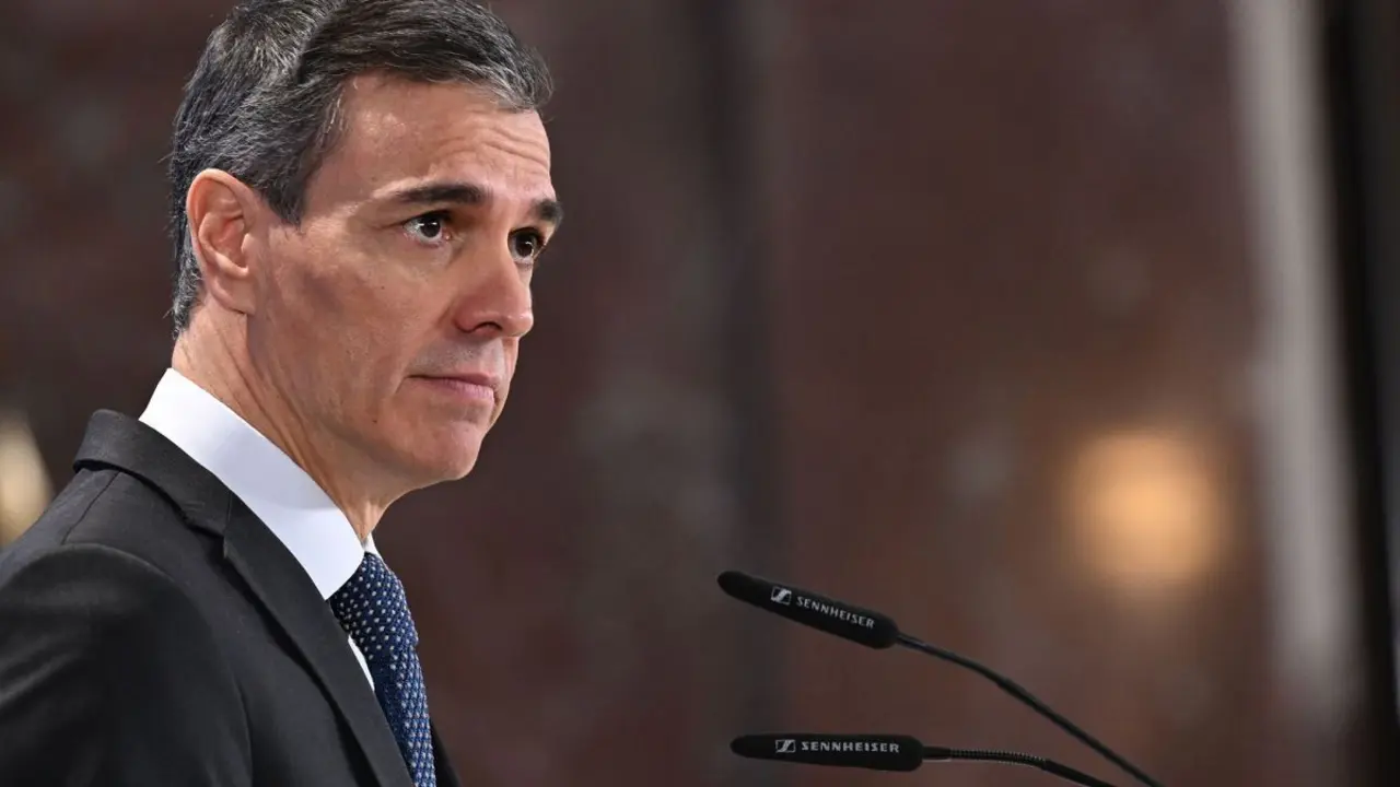 Pedro S&aacute;nchez durante su intervenci&oacute;n en la clausura de un seminario Foto de Pool Moncloa - Borja Puig de la Bellacasa