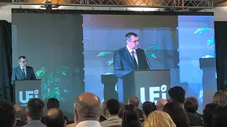 Pep Garcia, presidenmt de la UEI en un moment del seu   discurs