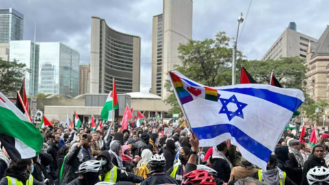 Manifestaciones y contramanifestaciones con el conflicto palestino e israelí de fondo