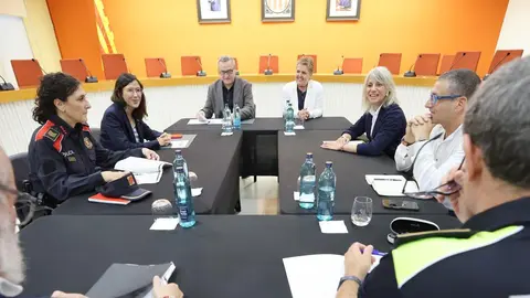 Nuria Parlon en un momento de la reunión de trabajo en el Ayuntamiento de Granollers