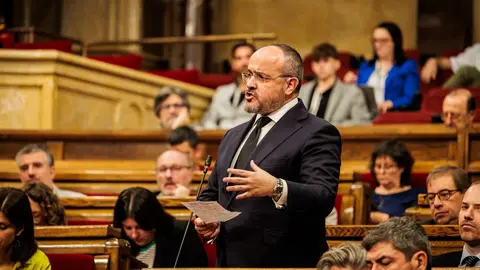 Alejandro Fernández (PP) en un momento de su intervención en el Parlament