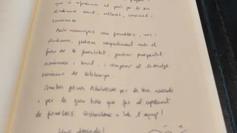 La dedicatoria d'Alicia Romero al llibre de Granollers