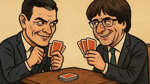 Dos trileros jugando a cartas...