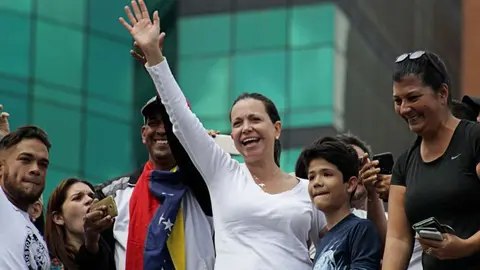 Maria Corina Machado en un acto en Caracas