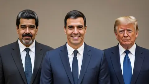 S&aacute;nchez, entre Trump y Maduro, el parapeto perfecto (imagen creada por IA)