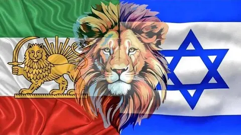 Bandera de Ir&aacute;n con la de Israel