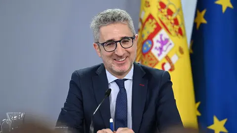 El ministro de Hacienda, Arcadi Espa&ntilde;a, durante la rueda de prensa posterior al Consejo de Ministros (Pool Moncloa - Borja Puig de la Bellacasa)
