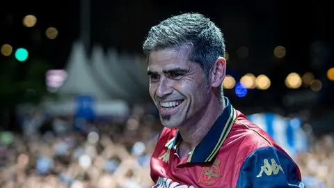 Antonio Hidalgo celebrando el ascenso