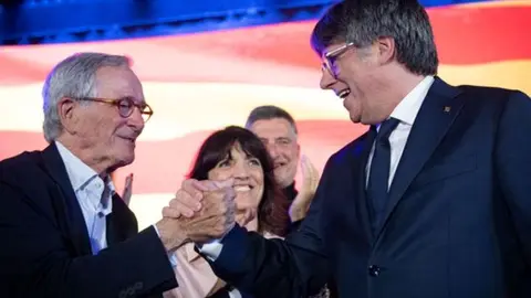 Xavier Trias y Carles Puigdemont en un acto en Francia Foto archivo