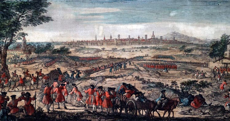 Pintura del asedio a Barcelona