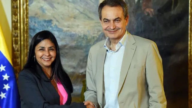 Delcy Rodriguez y Jose Luis Rodriguez Zapatero