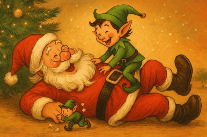 elfos y papa noel
