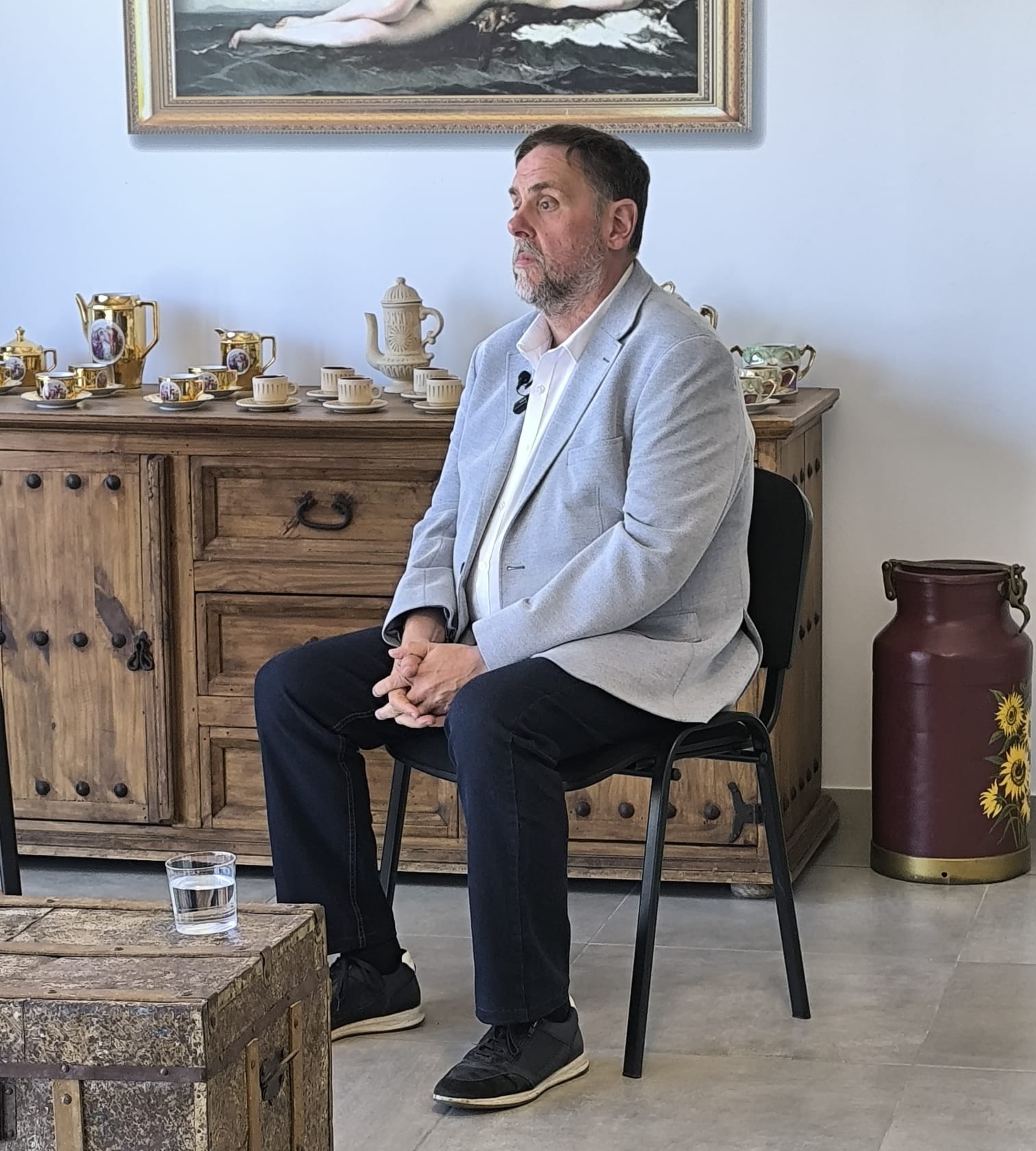 Oriol Junqueras en una entrevista en las instalaciones de la Unión Empresdarial de Granollers